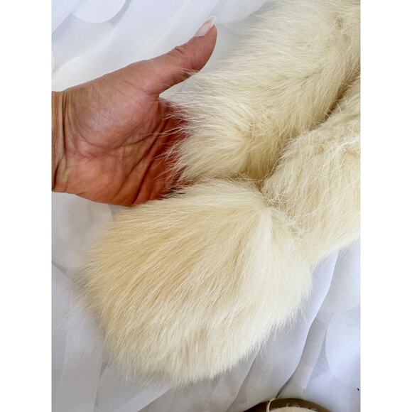 Vintage Genuine White Fox FUR Boa scarf stole 60" Luxury hand made 60's one tail - Picture 5 of 7